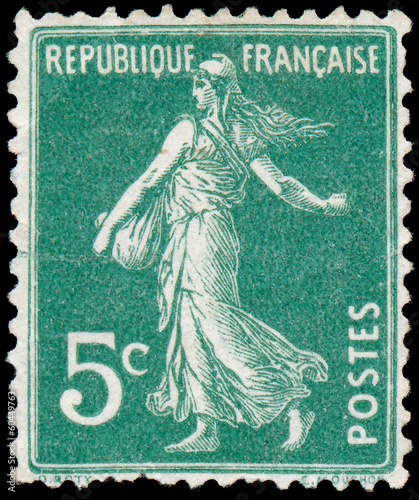 Photo: FRANCE - CIRCA 1906: stamp printed by France shows sowing, circa FRANCE - CIRCA 1906: stamp printed by France shows sowing, circa