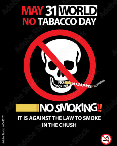 Vector: No smoking day- skull with flame and the cigarette No smoking day- skull with flame and the cigarette