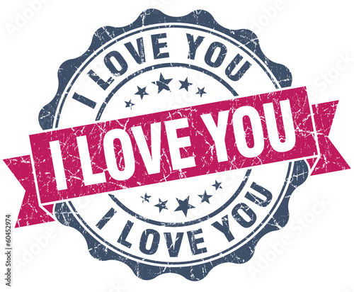 Illustration: i love you pink grunge seal isolated on white background i love you pink grunge seal isolated on white background