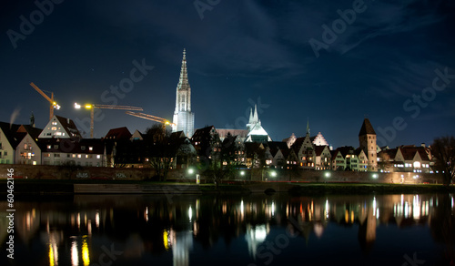 Photo: Skyline of German City Ulm with Cathedral (Münster) at night Skyline of German City Ulm with Cathedral (Münster) at night