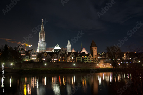 Photo: Skyline of German City Ulm with Cathedral (Münster) at night Skyline of German City Ulm with Cathedral (Münster) at night