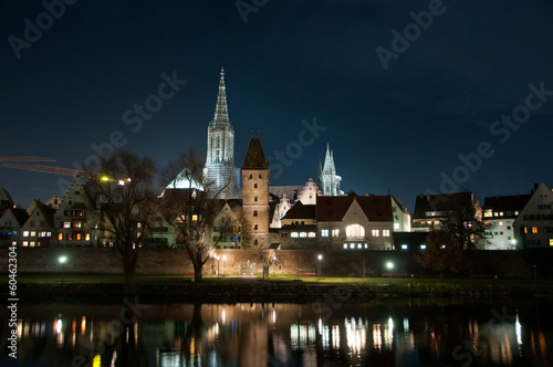 Photo: Skyline of German City Ulm with Cathedral (Münster) at night Skyline of German City Ulm with Cathedral (Münster) at night
