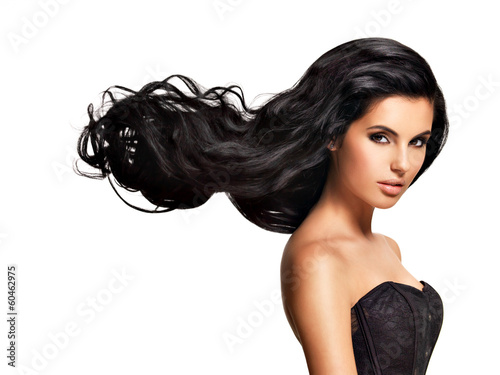 Photo: Beautiful brunette woman with long black hair Beautiful brunette woman with long black hair