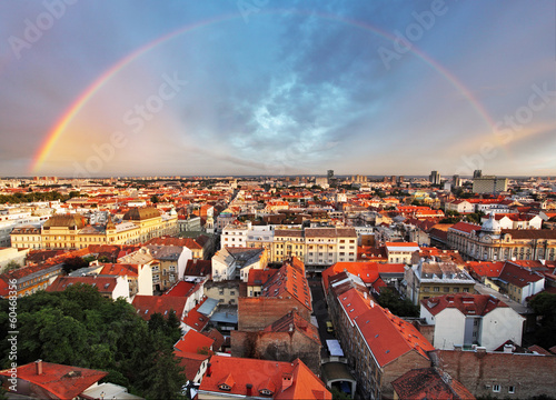 Photo: Zagreb cityspace with rainbow Zagreb cityspace with rainbow
