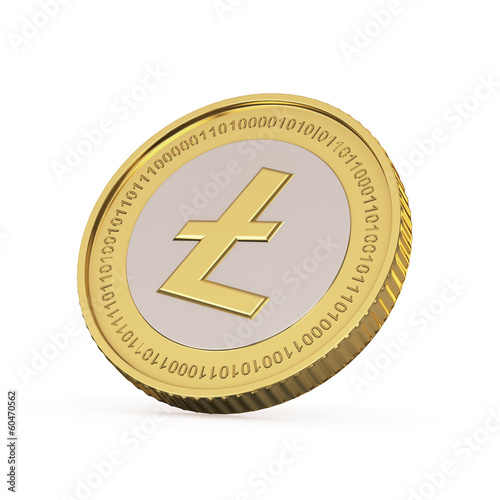 Illustration: Golden Litecoin digital currency coin. Golden Litecoin digital currency coin.