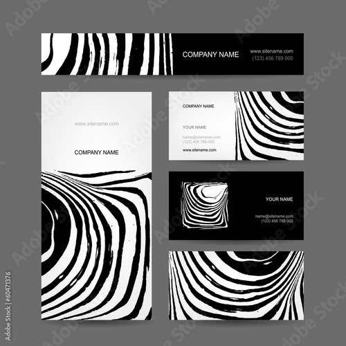 Vector: Set of abstract creative business cards, zebra print design Set of abstract creative business cards, zebra print design