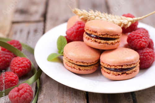 Photo: Macaroons, raspberries Macaroons, raspberries