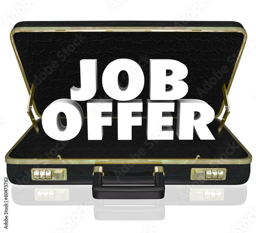 Illustration: Job Offer Career Opportunity Words Black Leather Briefcase Job Offer Career Opportunity Words Black Leather Briefcase