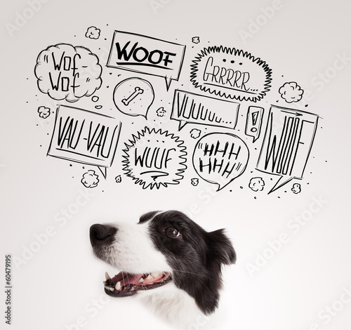 Photo: Cute dog with barking bubbles Cute dog with barking bubbles