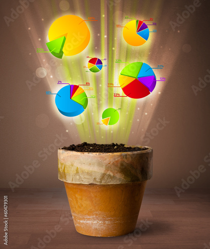 Photo: Charts coming out from flowerpot Charts coming out from flowerpot