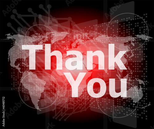 Illustration: The word thank you on digital screen, social concept The word thank you on digital screen, social concept