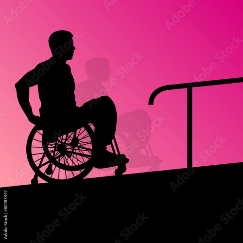 Vector: Active disabled young men on a wheelchair detailed health care s Active disabled young men on a wheelchair detailed health care s
