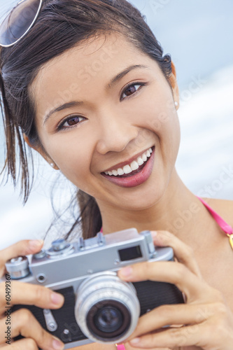 Photo: Asian Chinese Woman Girl With Retro Camera Asian Chinese Woman Girl With Retro Camera