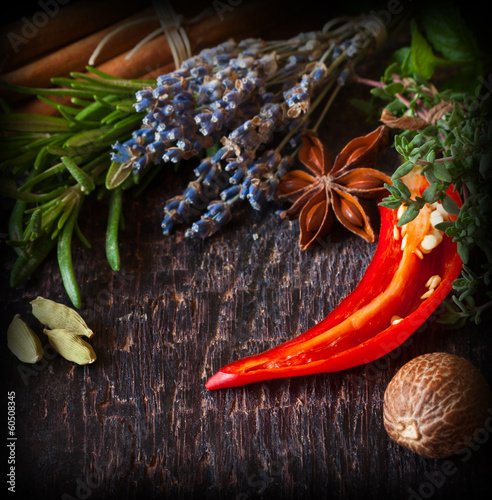 Photo: Spices and herbs. Spices and herbs.