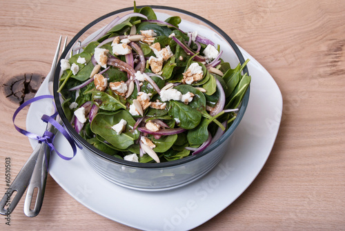 Photo: Spinach and cheese salad with balsamic dressing Spinach and cheese salad with balsamic dressing