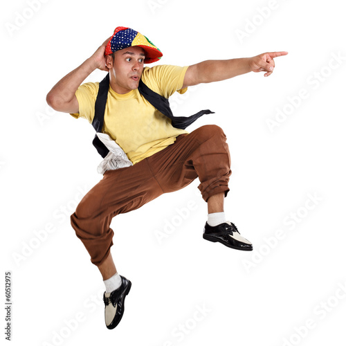 Photo: Hip Hop dancer jumping and pointing Hip Hop dancer jumping and pointing