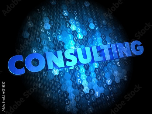 Illustration: Consulting on Dark Digital Background. Consulting on Dark Digital Background.