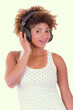 young black woman listening music young black woman listening music
