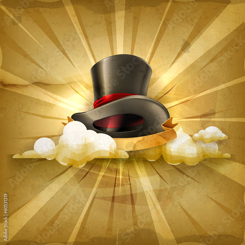 Vector: Cylinder hat, old style vector background Cylinder hat, old style vector background