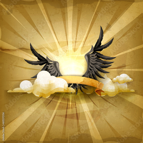 Vector: Black wings, old style vector background Black wings, old style vector background