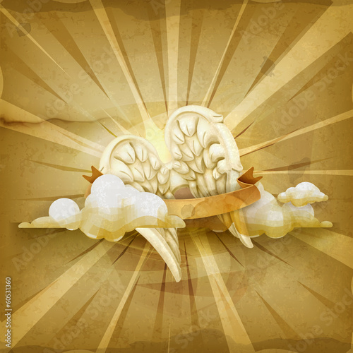 Vector: Angel wings, old style vector background Angel wings, old style vector background