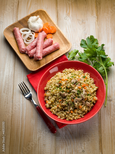 Photo: rice with sausage rice with sausage
