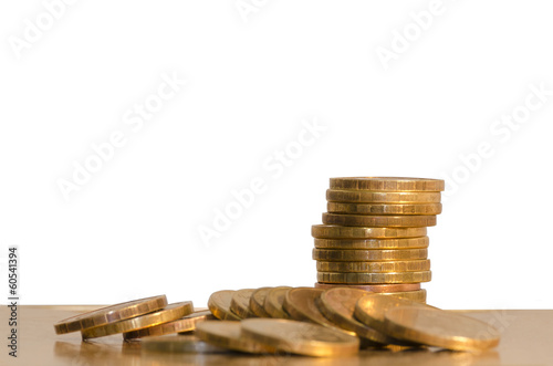 Photo: Coins on a white background Coins on a white background