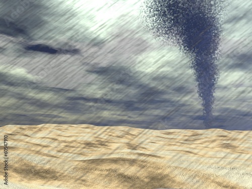 Illustration: Tornado at the beach - 3D render Tornado at the beach - 3D render