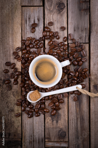 Photo: Espresso on wooden ground Espresso on wooden ground