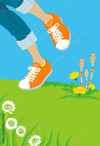 Vector: Spring step Spring step