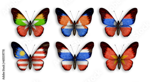 Illustration: butterflies with wings countries flags butterflies with wings countries flags