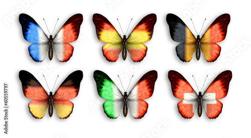 Illustration: butterflies with wings countries flags butterflies with wings countries flags