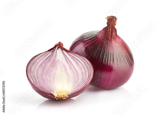 Photo: Red sliced onion isolated on white background Red sliced onion isolated on white background
