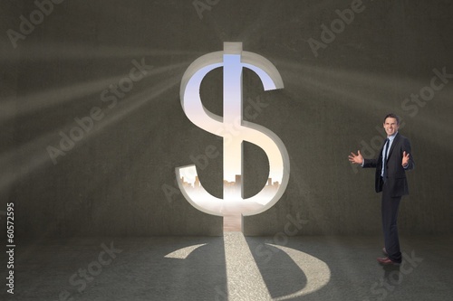 Photo: Composite image of stressed businessman gesturing Composite image of stressed businessman gesturing