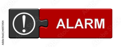 Illustration: Puzzle-Button grau rot: Alarm Puzzle-Button grau rot: Alarm