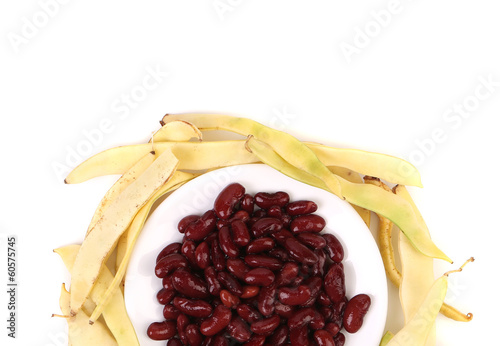 Photo: Composition of yellow pods and red beans. Composition of yellow pods and red beans.