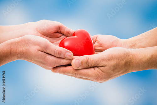 Photo: Red heart in human hands Red heart in human hands