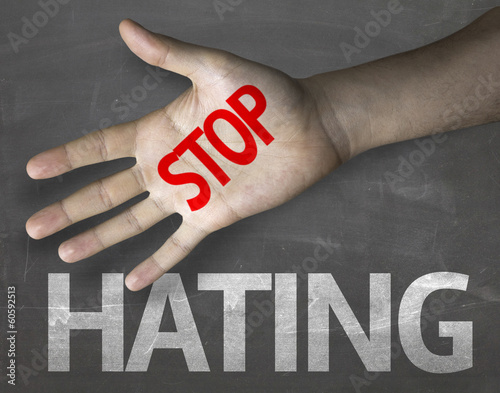 Photo: Educational composition with a hand painted Hating Educational composition with a hand painted Hating
