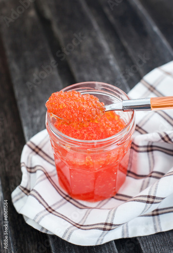 Photo: Spoon of red caviar Spoon of red caviar