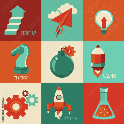 Vector: Vector flat icons - start up and launc business Vector flat icons - start up and launc business