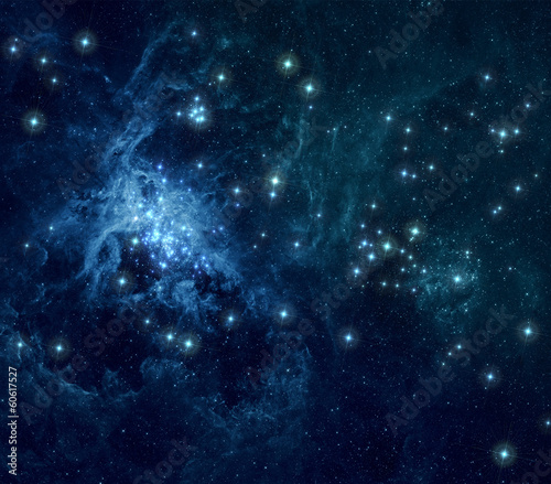  Blue nebula stars background