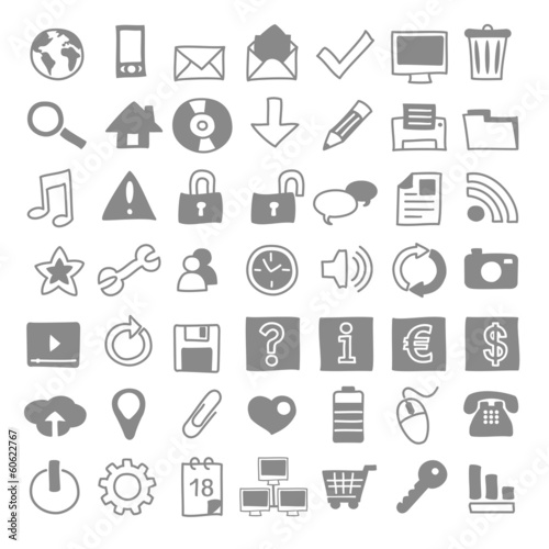 Vector: 49 iconos web dibujados a mano 49 iconos web dibujados a mano