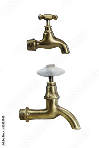 Photo: Brass tap on White Background Brass tap on White Background