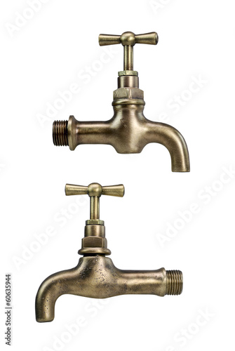 Photo: Brass tap isolated on white Brass tap isolated on white