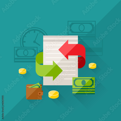Vector: Illustration concept of refinance in flat design style. Illustration concept of refinance in flat design style.