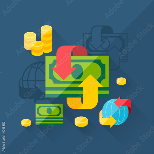 Vector: Illustration concept of exchange in flat design style. Illustration concept of exchange in flat design style.
