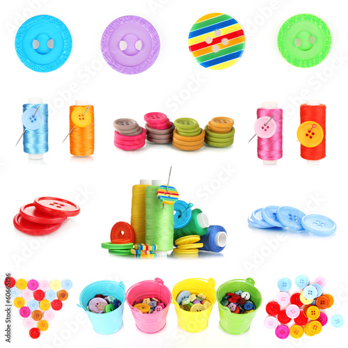 Photo: Colorful buttons isolated on white Colorful buttons isolated on white