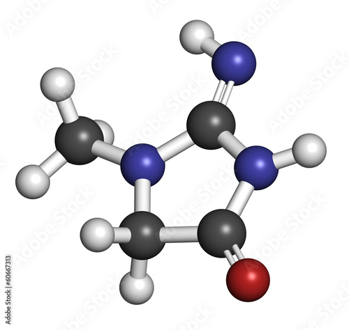 Photo: Creatinine molecule. Creatine breakdown product. Creatinine molecule. Creatine breakdown product.