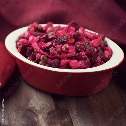 Photo: Russian salad made of beetroot, other vegetables and vinegar Russian salad made of beetroot, other vegetables and vinegar