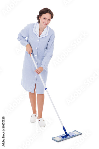 Photo: Maid Holding Mop Maid Holding Mop